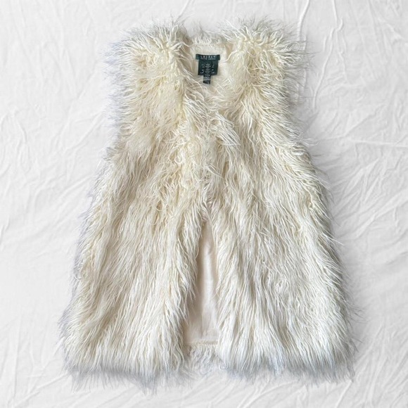 Ralph Lauren Jackets & Blazers - Ralph Lauren Cream Faux Fur Vest Women's L